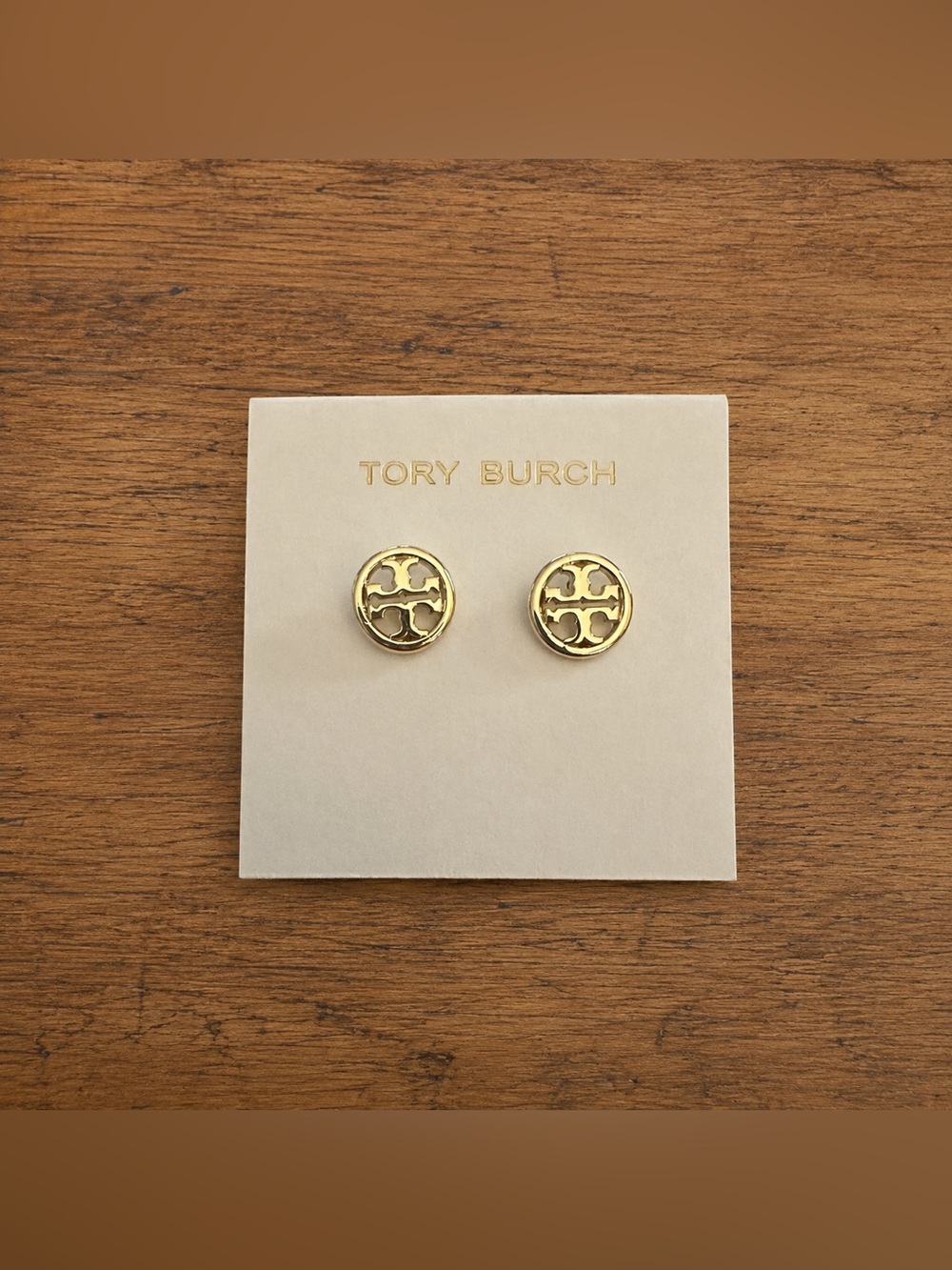 Tory Burch Gold Double-T Logo Stud Earrings
